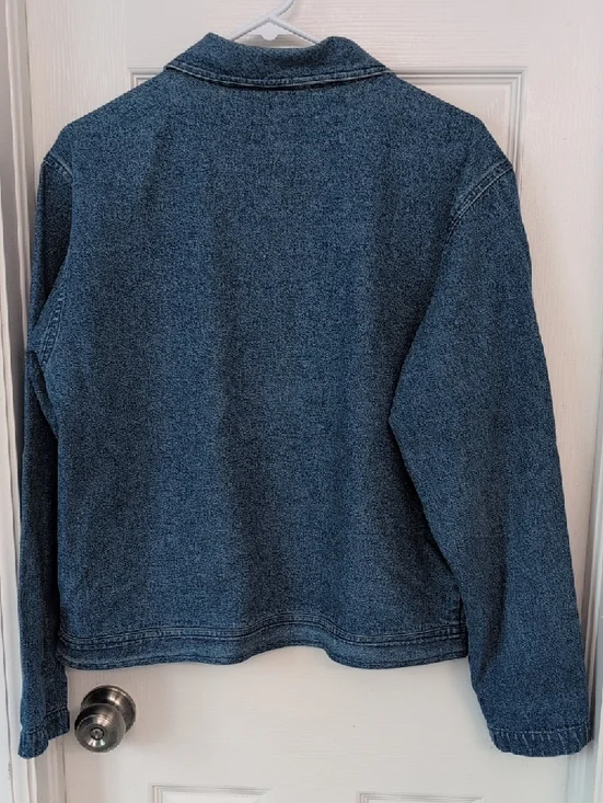 Painted Floral Blue Denim Jacket by Ptny - Picture 6 of 10